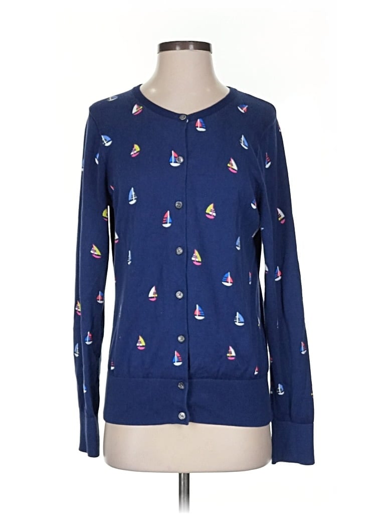 Pre-owned Lands' End Cardigan Sweater In Blue