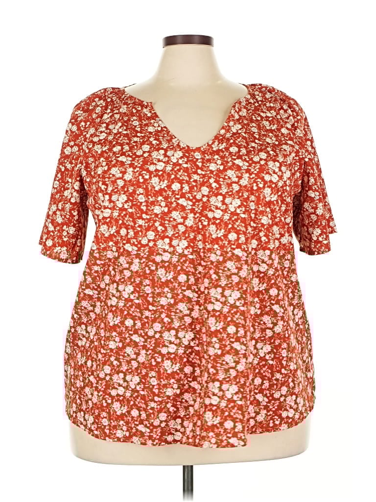 Pre-owned Shein Curve Short Sleeve Blouse In Orange