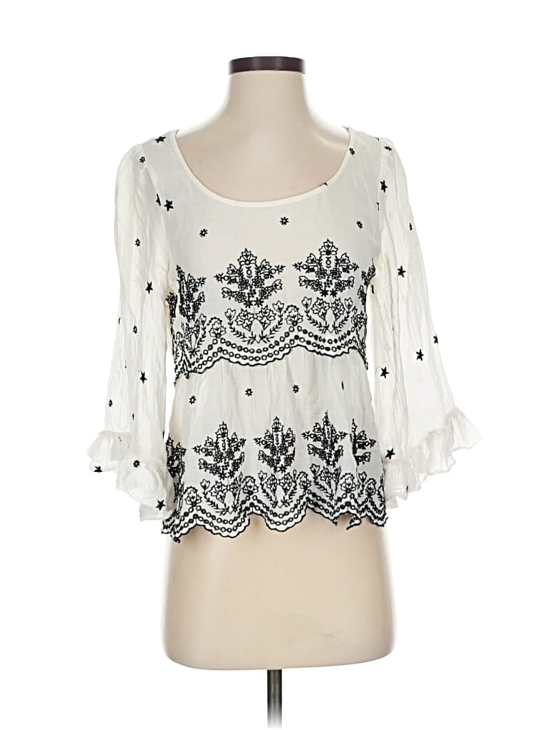 Pre-owned American Eagle Outfitters 3/4 Sleeve Blouse In White