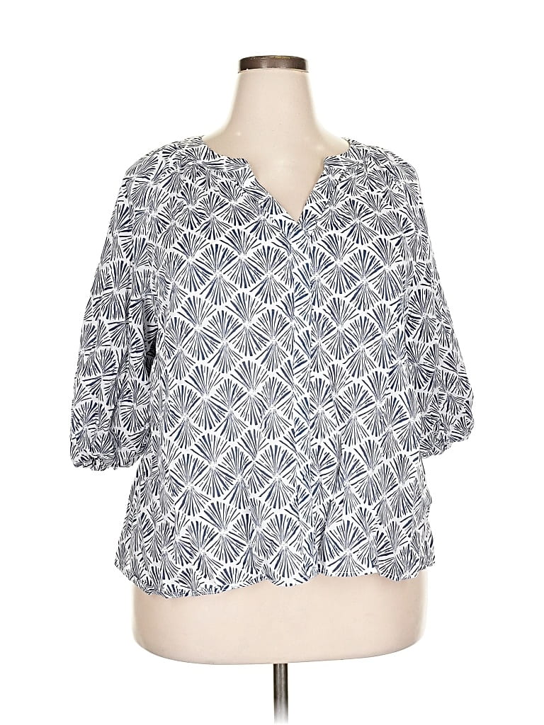 Pre-owned Sonoma Goods For Life 3/4 Sleeve Blouse In Blue