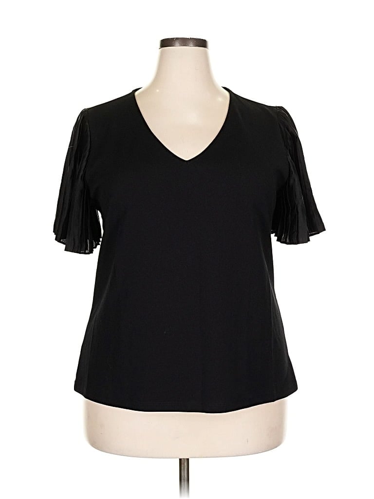 Pre-owned Ann Taylor Short Sleeve Blouse In Black
