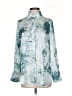 Miss Lola 100% Polyester Print Teal Long Sleeve Blouse Size S - photo 1