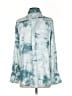 Miss Lola 100% Polyester Print Teal Long Sleeve Blouse Size S - photo 2