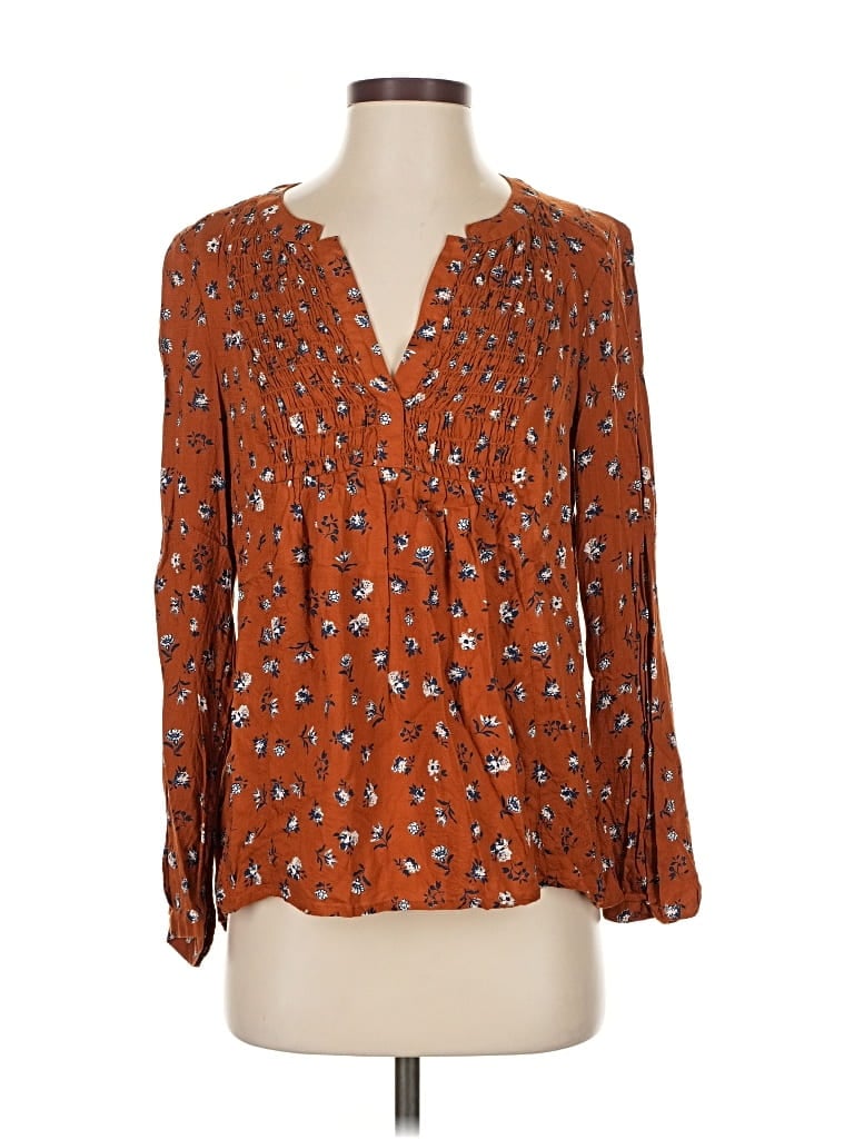 Pre-owned Lucky Brand 3/4 Sleeve Blouse In Orange