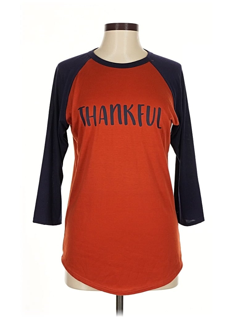 Pre-owned Lularoe 3/4 Sleeve T-shirt In Orange
