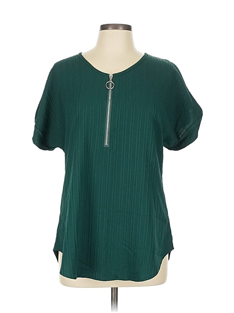 Pre-owned Unbranded Short Sleeve Blouse In Green