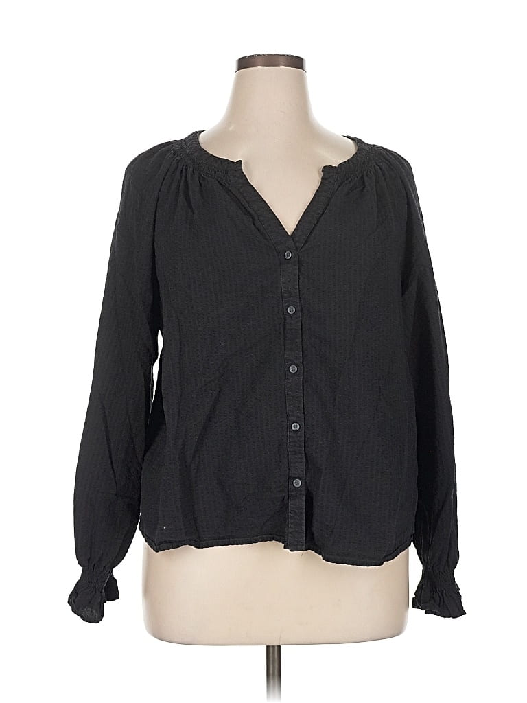 Pre-owned Gap Long Sleeve Blouse In Black