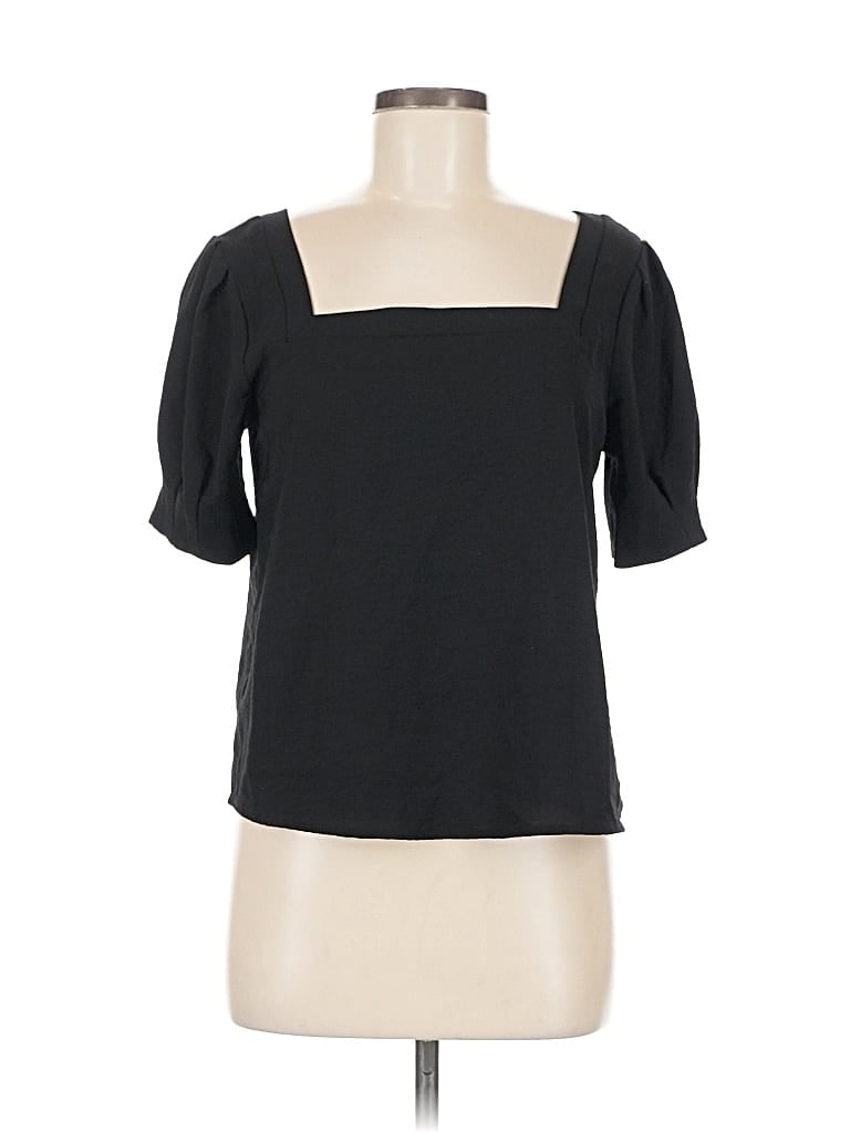 Pre-owned Timing Short Sleeve Top Black Square Neckline Tops