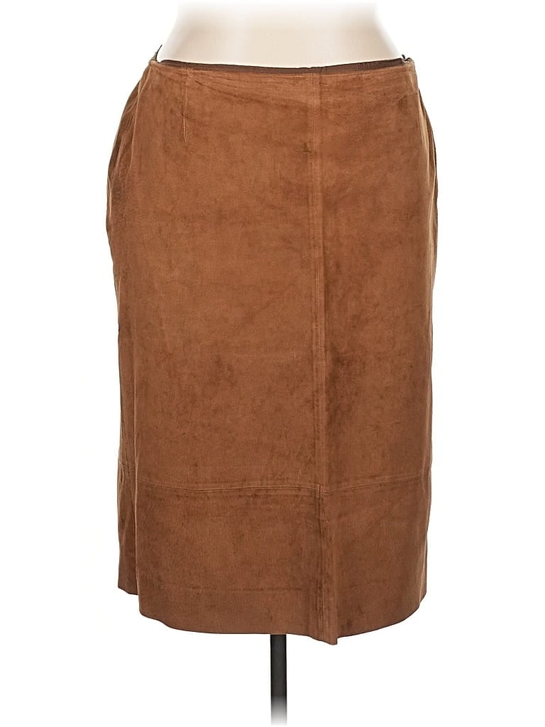 Pre-owned Polo Ralph Lauren Leather Skirt In Brown