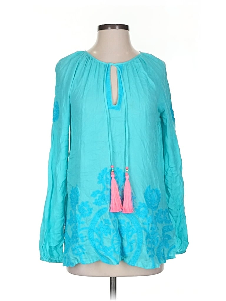 Pre-owned Lilly Pulitzer Long Sleeve Blouse In Blue