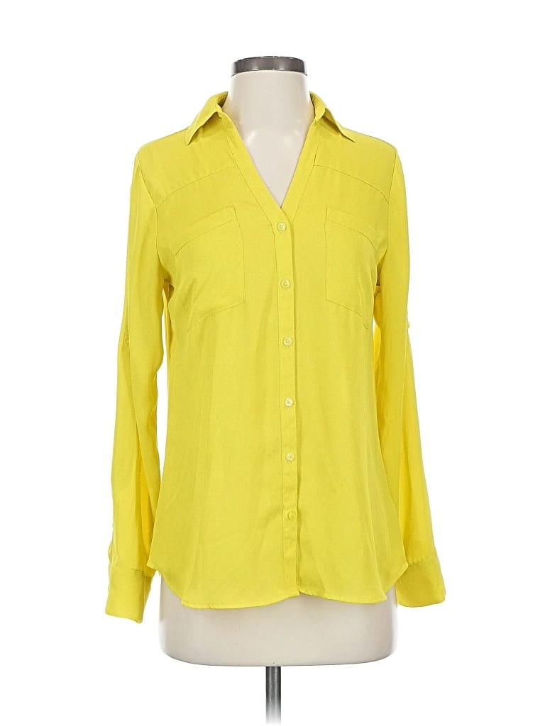 Pre-owned Express Long Sleeve Blouse In Yellow