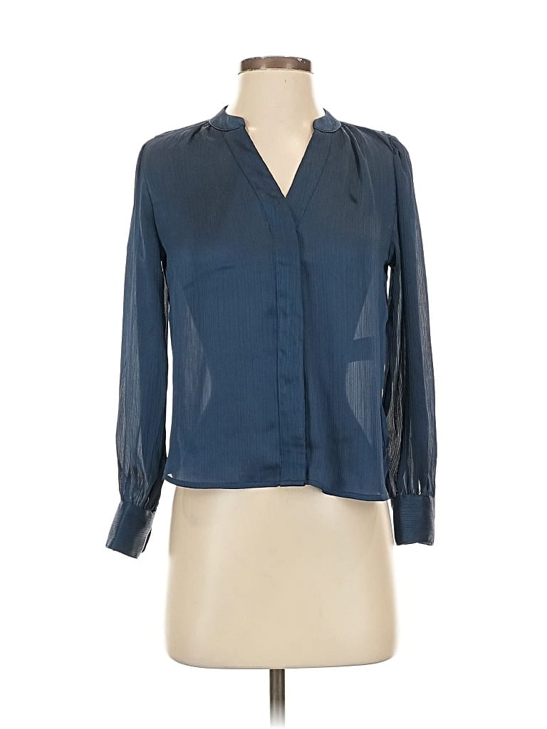 Pre-owned Banana Republic Factory Store Long Sleeve Blouse In Blue