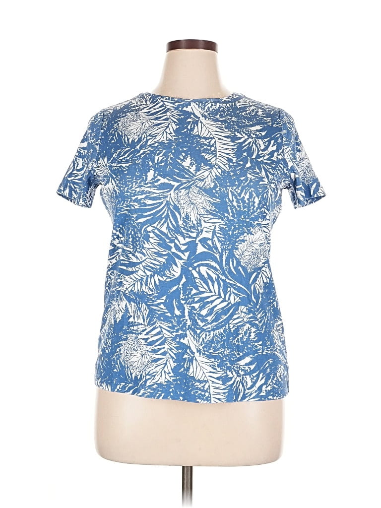 Pre-owned Talbots Short Sleeve Top Blue Crew Neck Tops