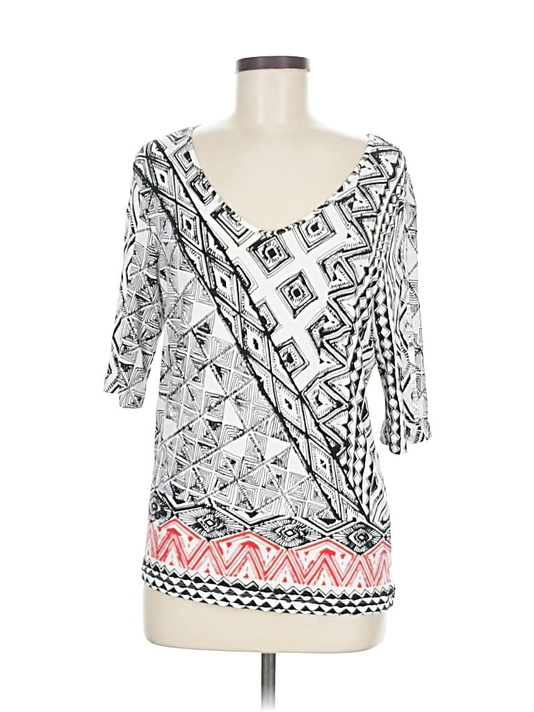 Pre-owned Chico's 3/4 Sleeve T-shirt In Silver