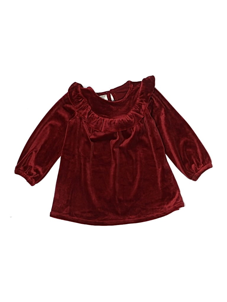 Tex Kids' Long Sleeve Top Burgundy Ruffles Neckline Tops In Red