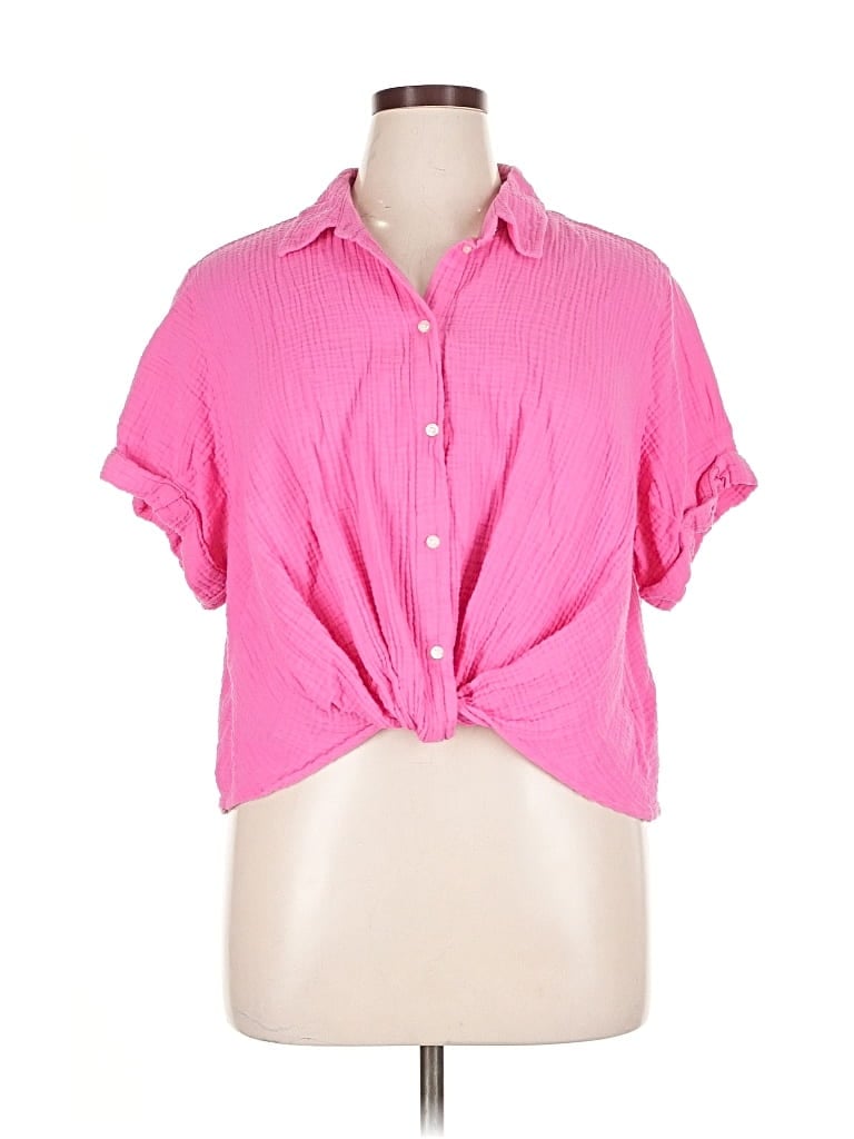 Pre-owned Universal Thread Short Sleeve Blouse In Pink