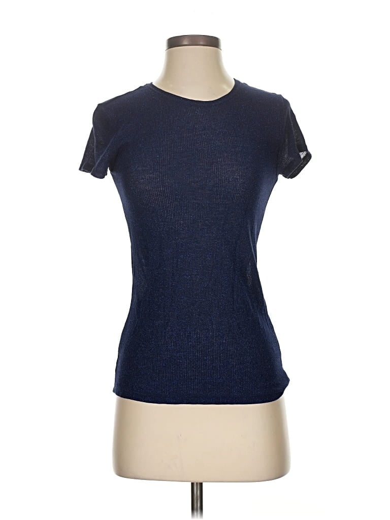 Pre-owned J.crew 365 Short Sleeve Top Blue Crew Neck Tops