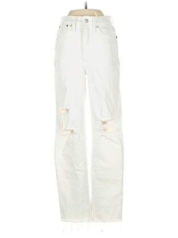 Madewell The Perfect Vintage Straight Jean in Tile White: Ripped-Knee Edition (view 1)