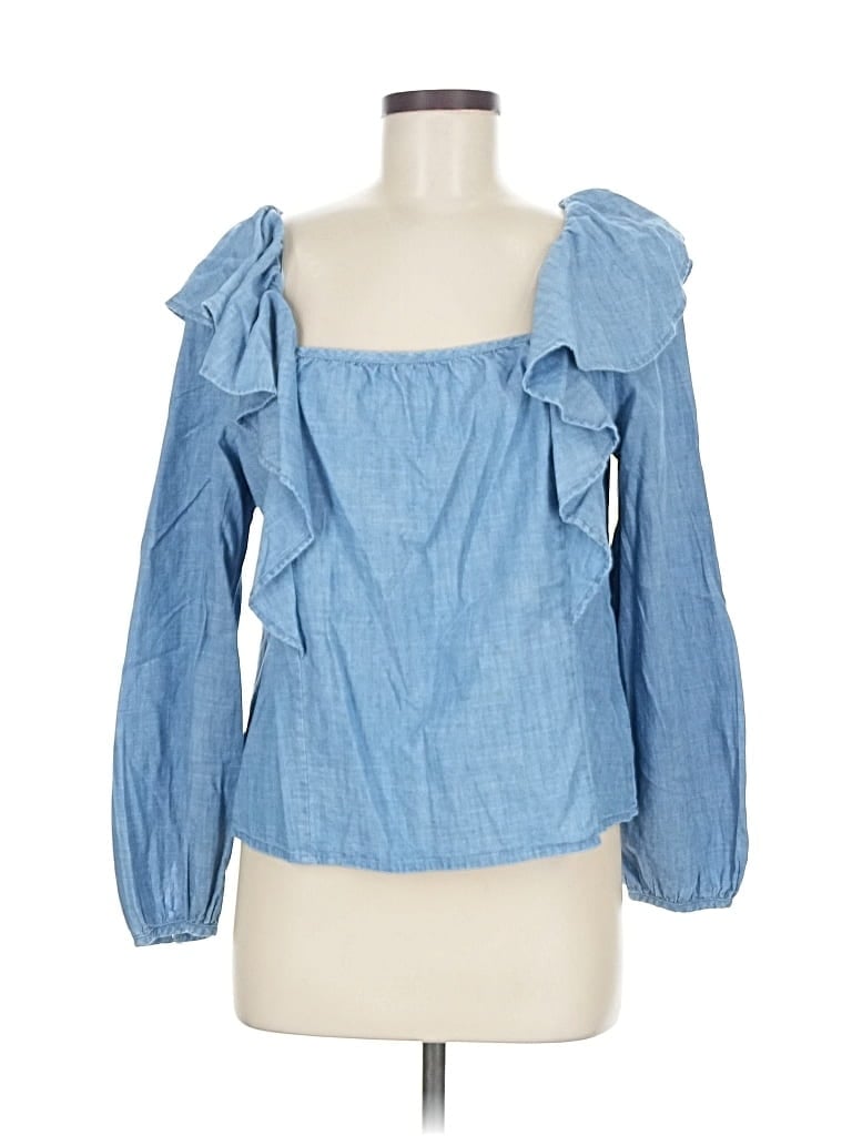 Pre-owned J.crew Factory Store 3/4 Sleeve Blouse In Blue