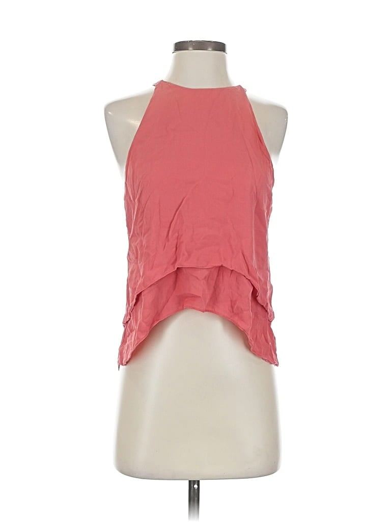 Pre-owned Parker Sleeveless Silk Top Pink Halter Neckline Tops