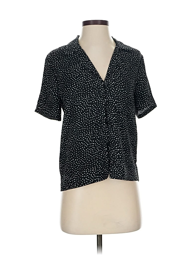 Pre-owned Lulus Short Sleeve Blouse In Black