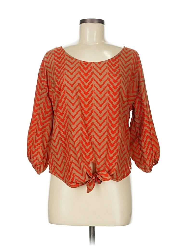 Pre-owned Timing 3/4 Sleeve Blouse In Orange