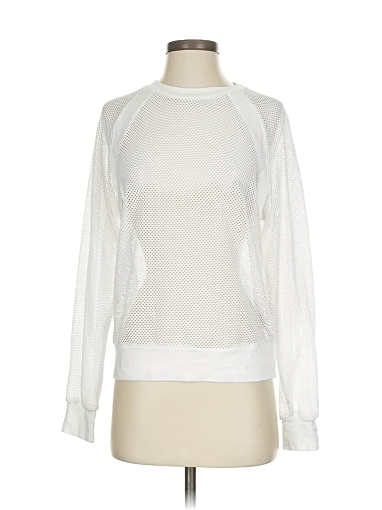 Pre-owned Blanc Noir Long Sleeve Top White Mock Neckline Tops