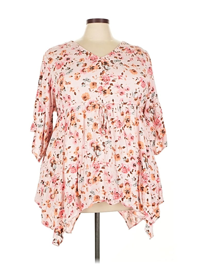 Pre-owned Torrid 3/4 Sleeve Blouse In Pink