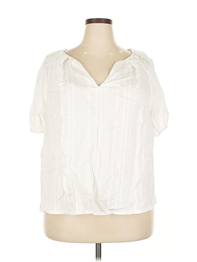 Pre-owned A New Day Short Sleeve Blouse In White