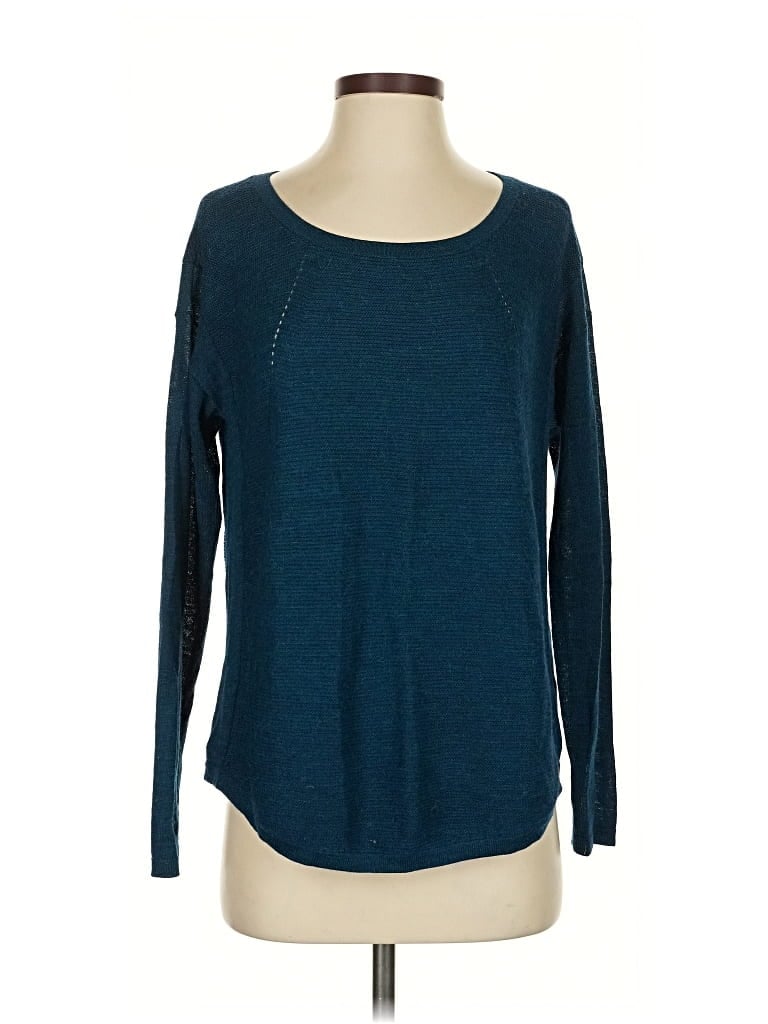 Pre-owned Eileen Fisher Wool Pullover Sweater In Blue