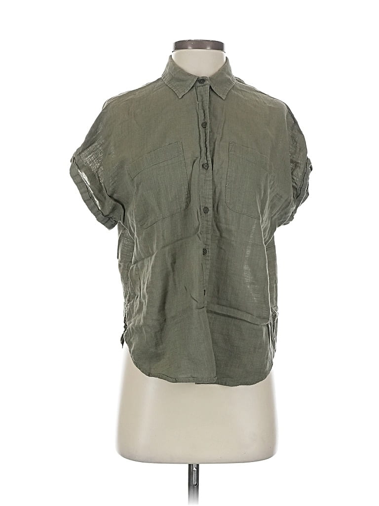 Pre-owned Lucky Brand Short Sleeve Blouse In Green