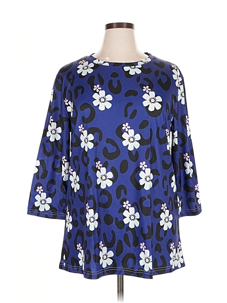 Pre-owned Unbranded 3/4 Sleeve Blouse In Blue