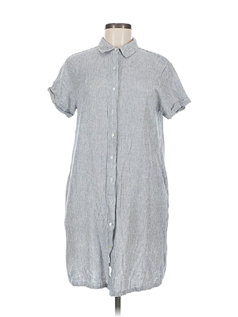 Pre-owned Tahari Short Sleeve Button Down Shirt In Gray