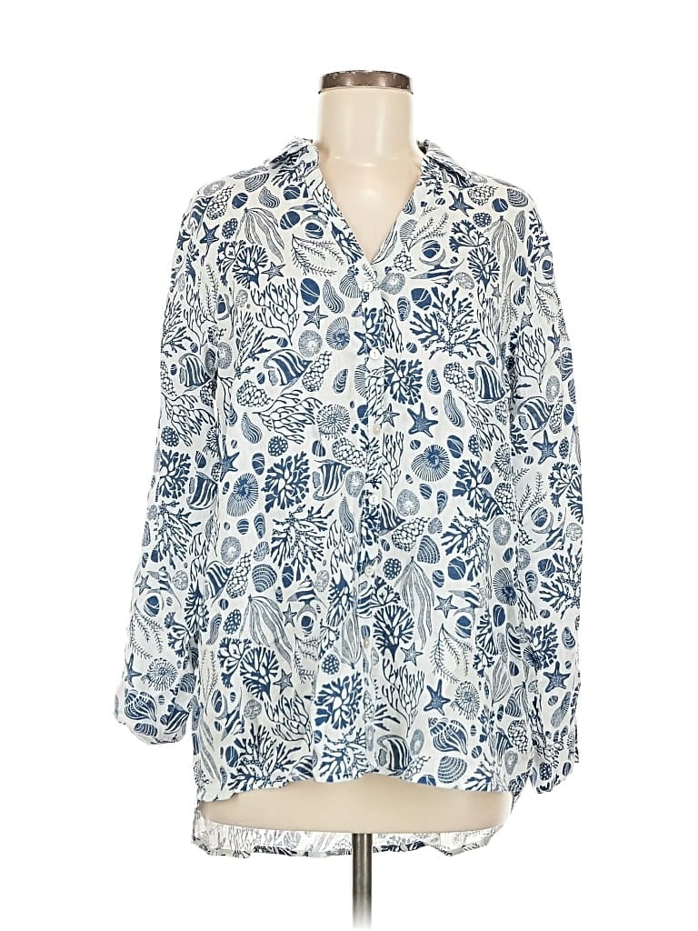 Sigrid Olsen 3/4 Sleeve Blouse In Blue