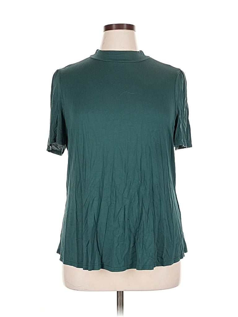 Pre-owned Modcloth Short Sleeve Turtleneck In Blue