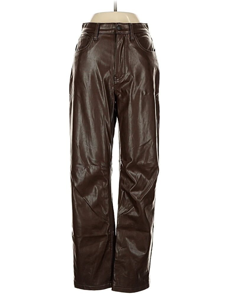 Pre-owned Abercrombie & Fitch Faux Leather Pants In Brown