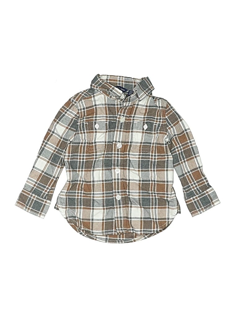 Pre-owned Janie And Jack Babies' Long Sleeve Button Down Shirt In Brown
