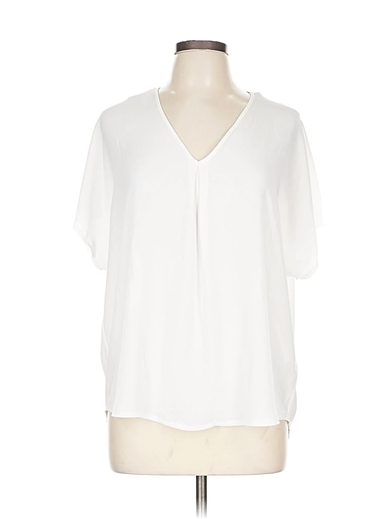Pre-owned Lush Short Sleeve Blouse In White