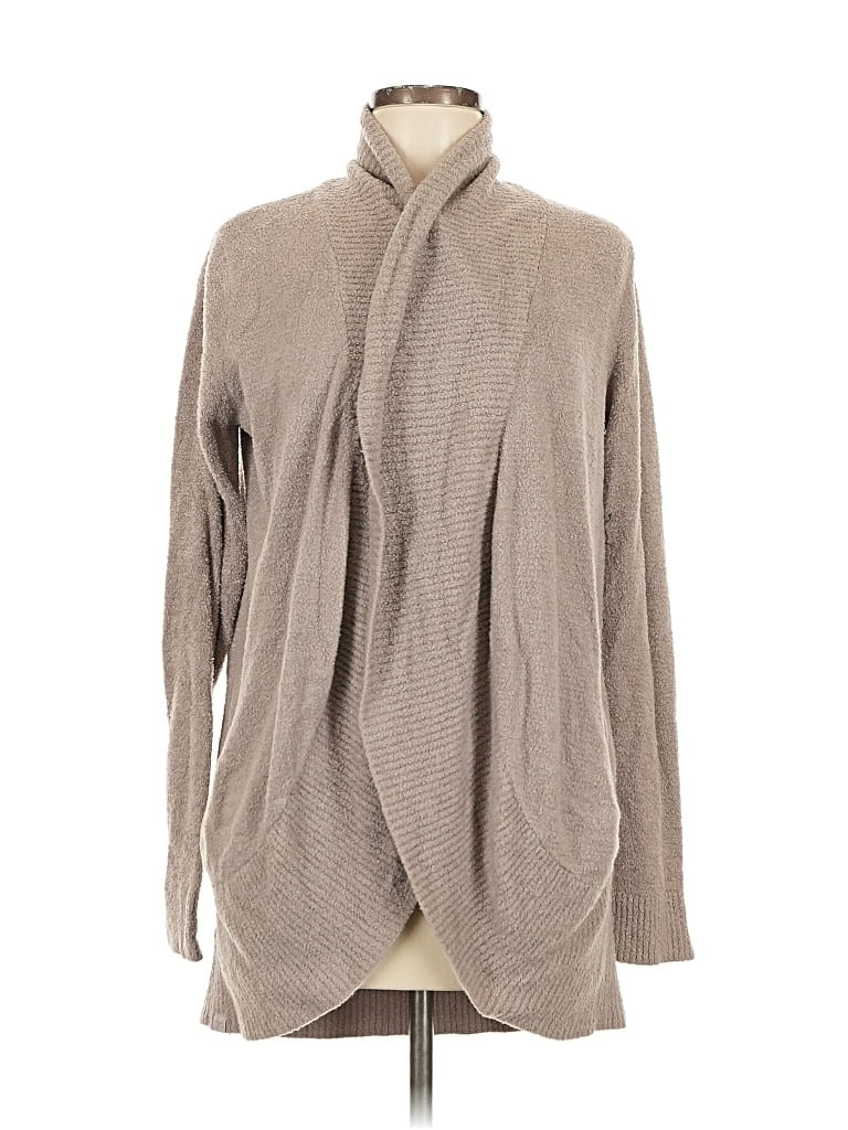Pre-owned Barefoot Dreams Cozychic Lite Cardigan Sweater In Brown