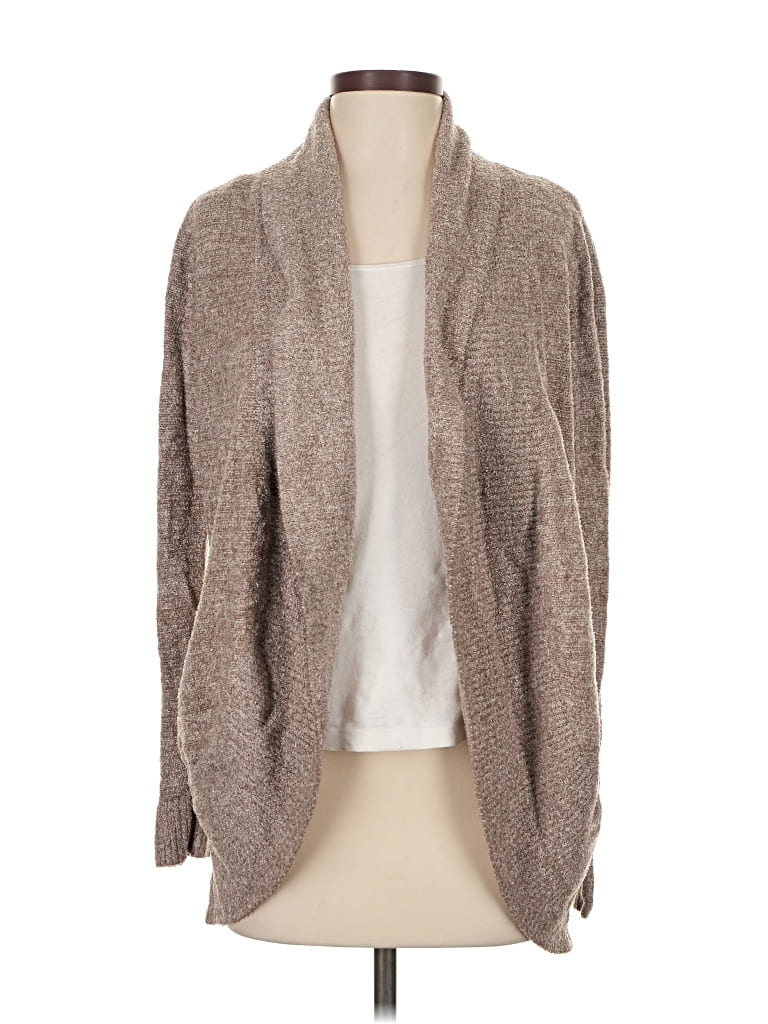 Pre-owned Barefoot Dreams Cozychic Lite Cardigan Sweater In Brown