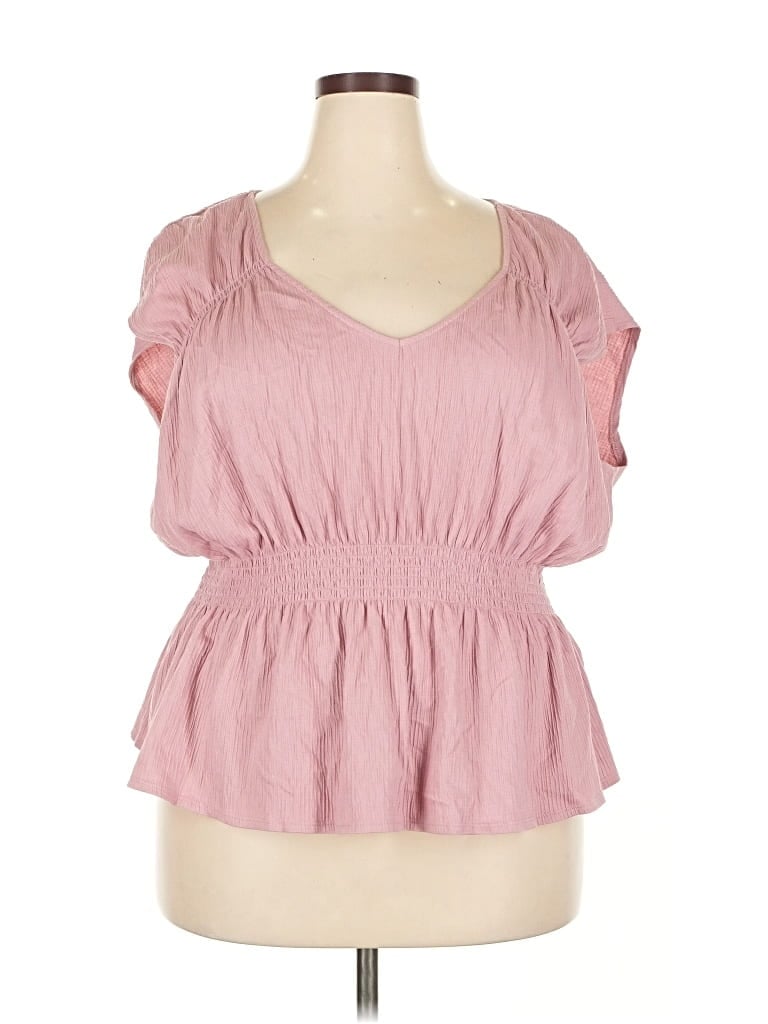 Pre-owned Old Navy Short Sleeve Top Pink Sweetheart Neckline Tops