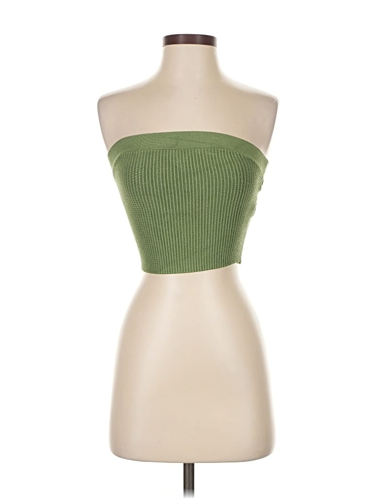 Pre-owned Abercrombie & Fitch Tube Top Green Strapless Neckline Tops