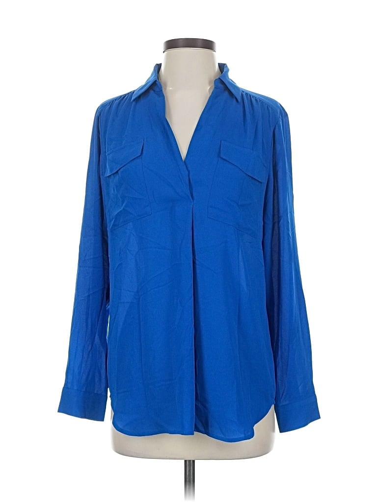 Pre-owned Ann Taylor Long Sleeve Blouse In Blue