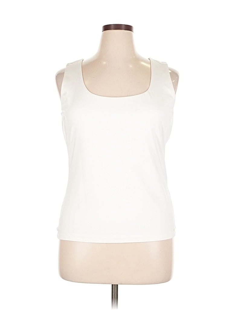 Pre-owned Calvin Klein Tank Top Ivory Halter Neckline Tops In White