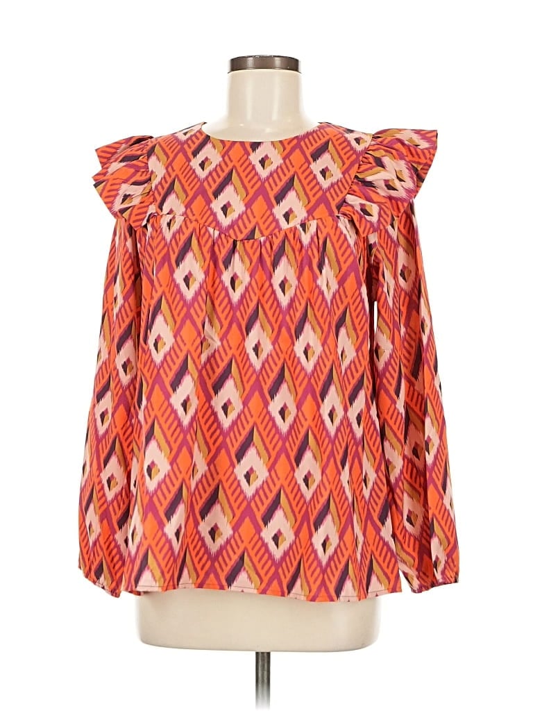 Pre-owned Michelle Mcdowell Long Sleeve Blouse In Orange