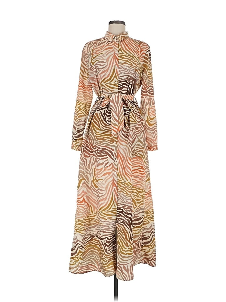 Pre-owned Mng Casual Dress In Brown