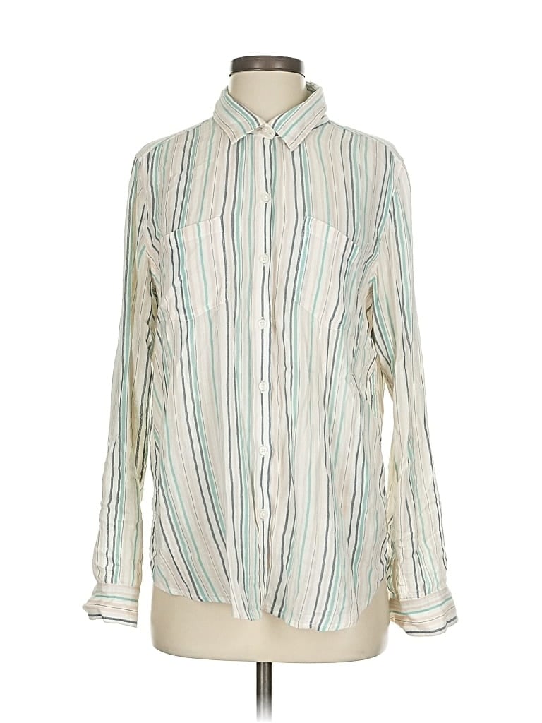 Pre-owned Lucky Brand Long Sleeve Blouse In White