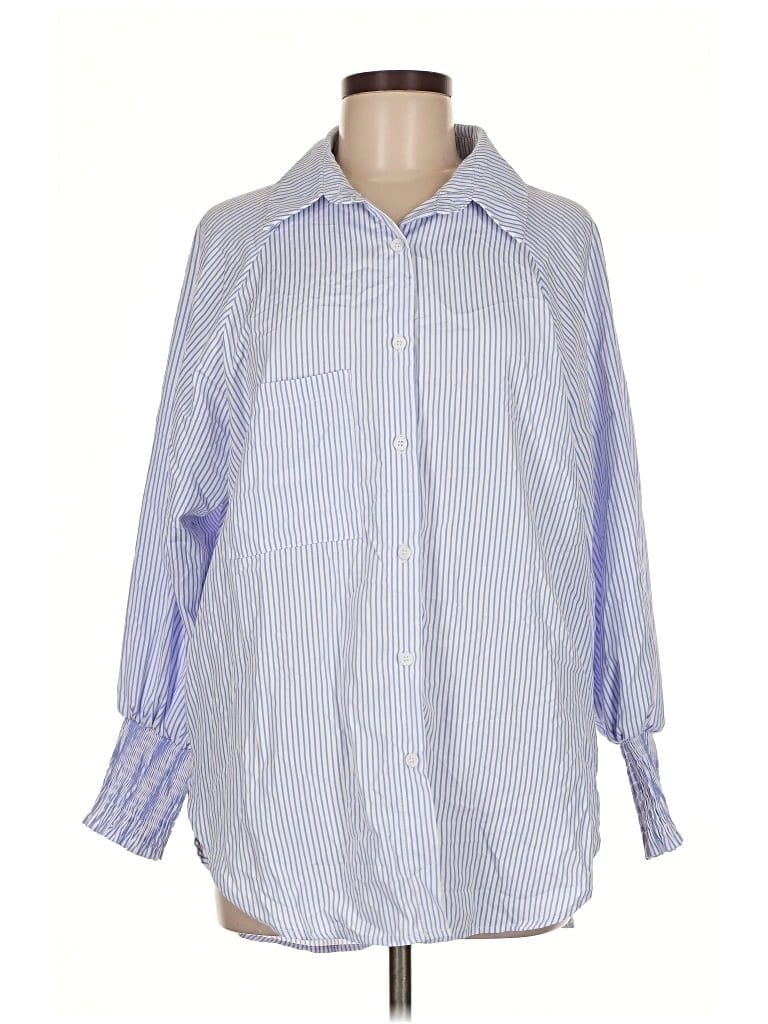 Pre-owned Unbranded 3/4 Sleeve Blouse In Blue