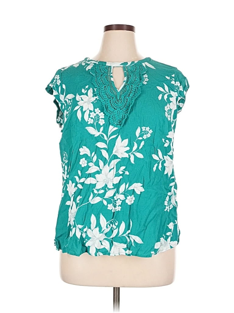 Pre-owned Daniel Rainn Short Sleeve Blouse In Blue