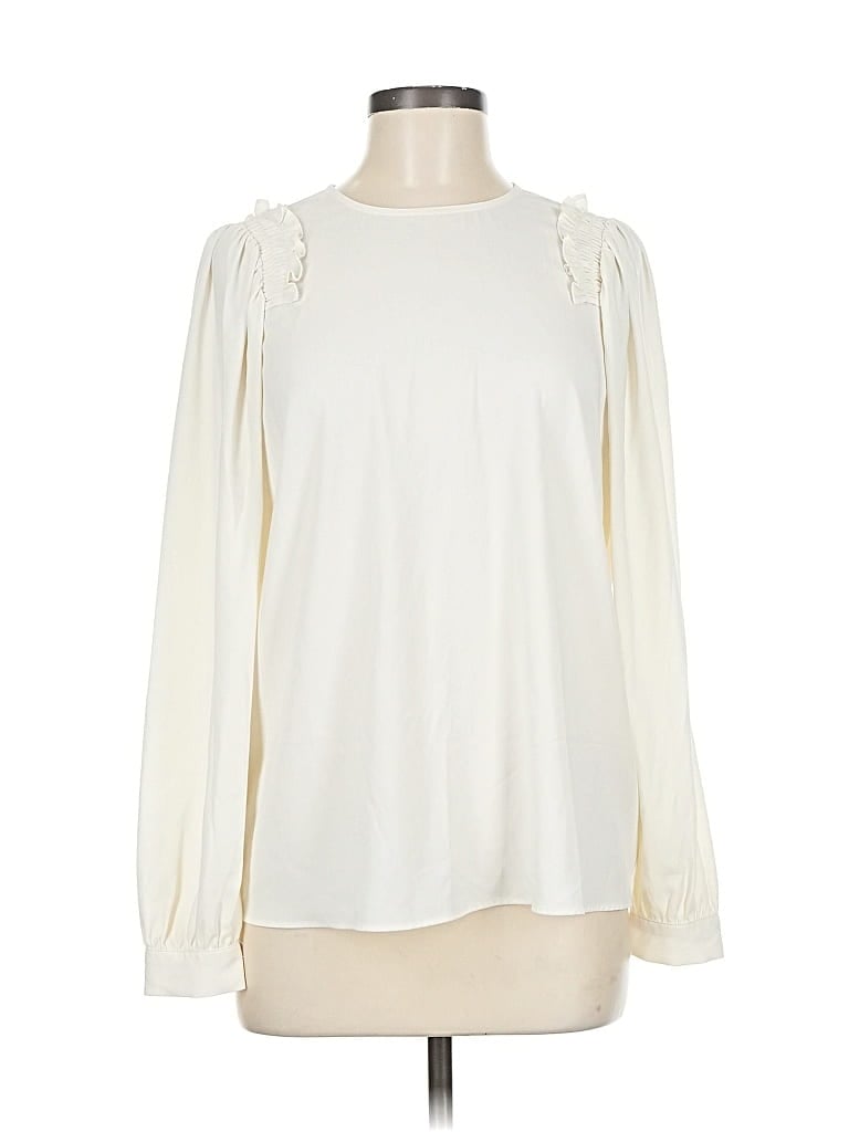 Pre-owned Lark & Ro Long Sleeve Blouse In White